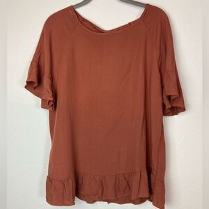 Emery Rose NWT boho peasant cottage core blouse w/ flounced sleeves & bottom